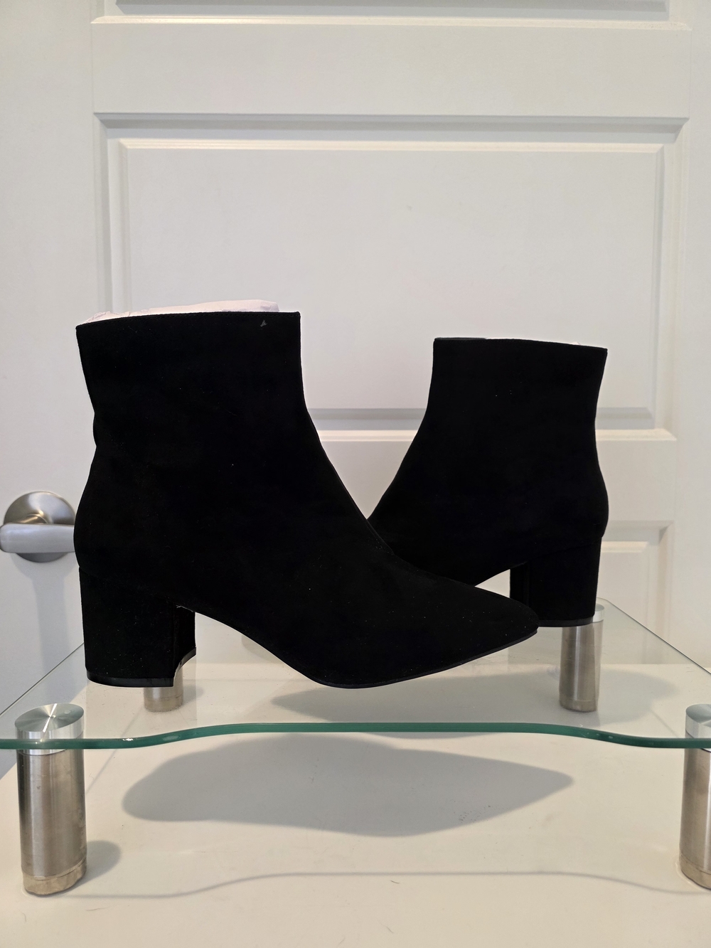 Sugar Black Suede Pointed Ankle Booties